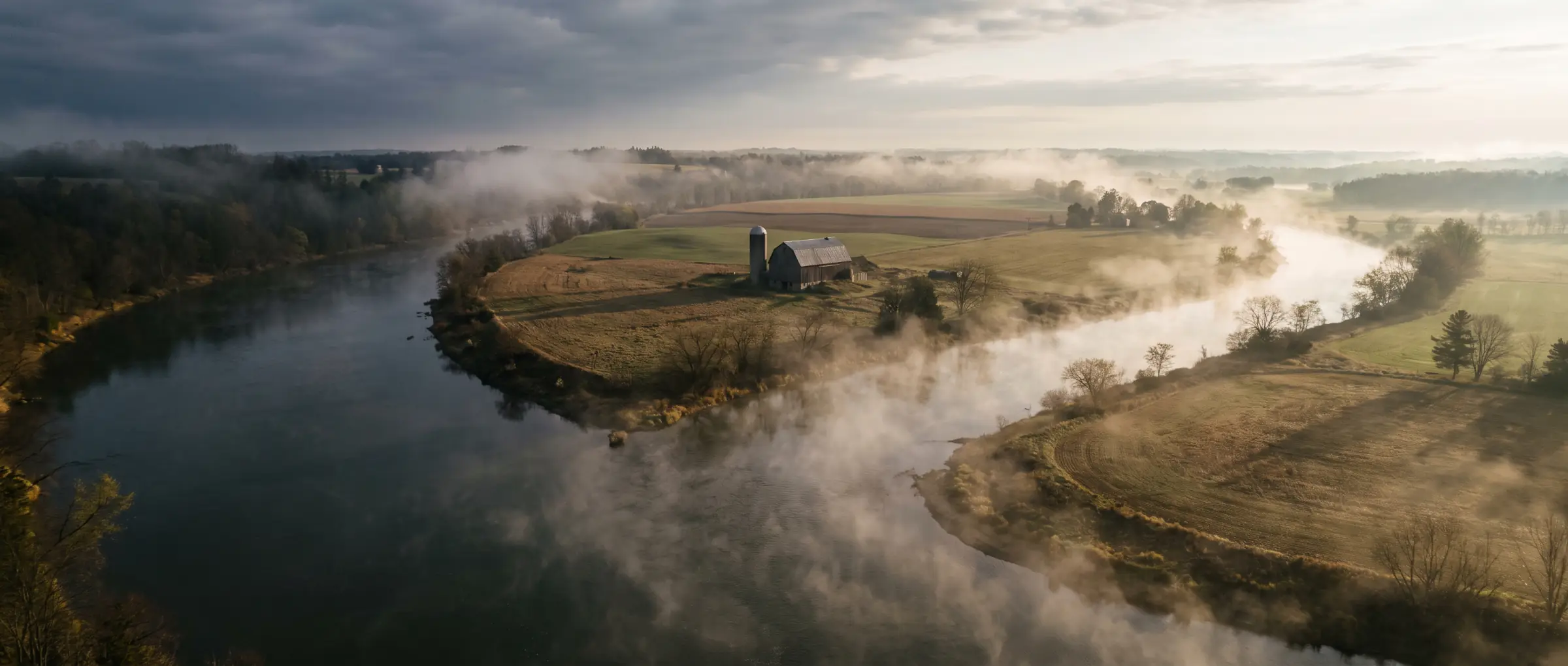Christian-Owned Businesses in Breslau, ON: the Grand River winding past farmland