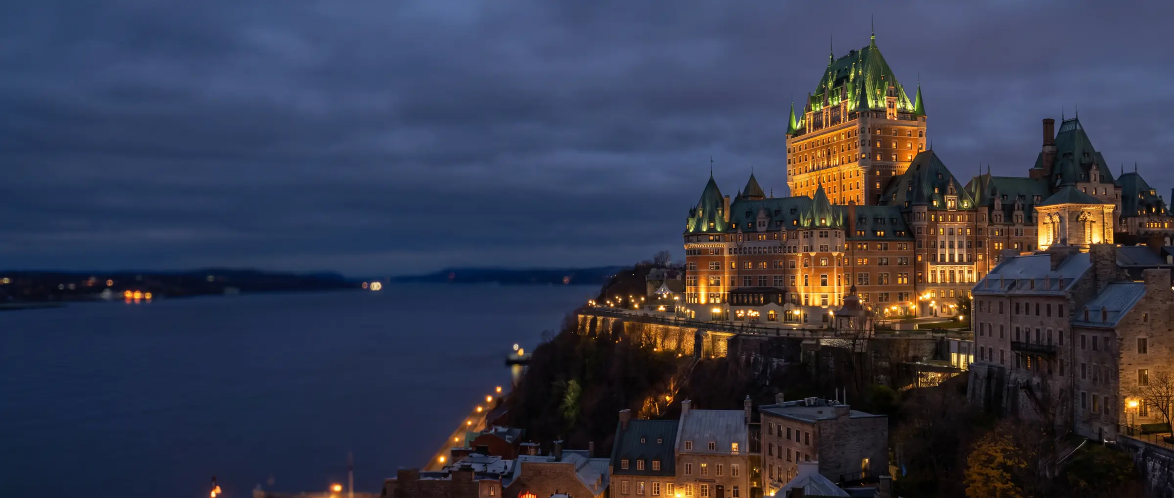 The Château Frontenac above Old Québec and the St. Lawrence, Quebec