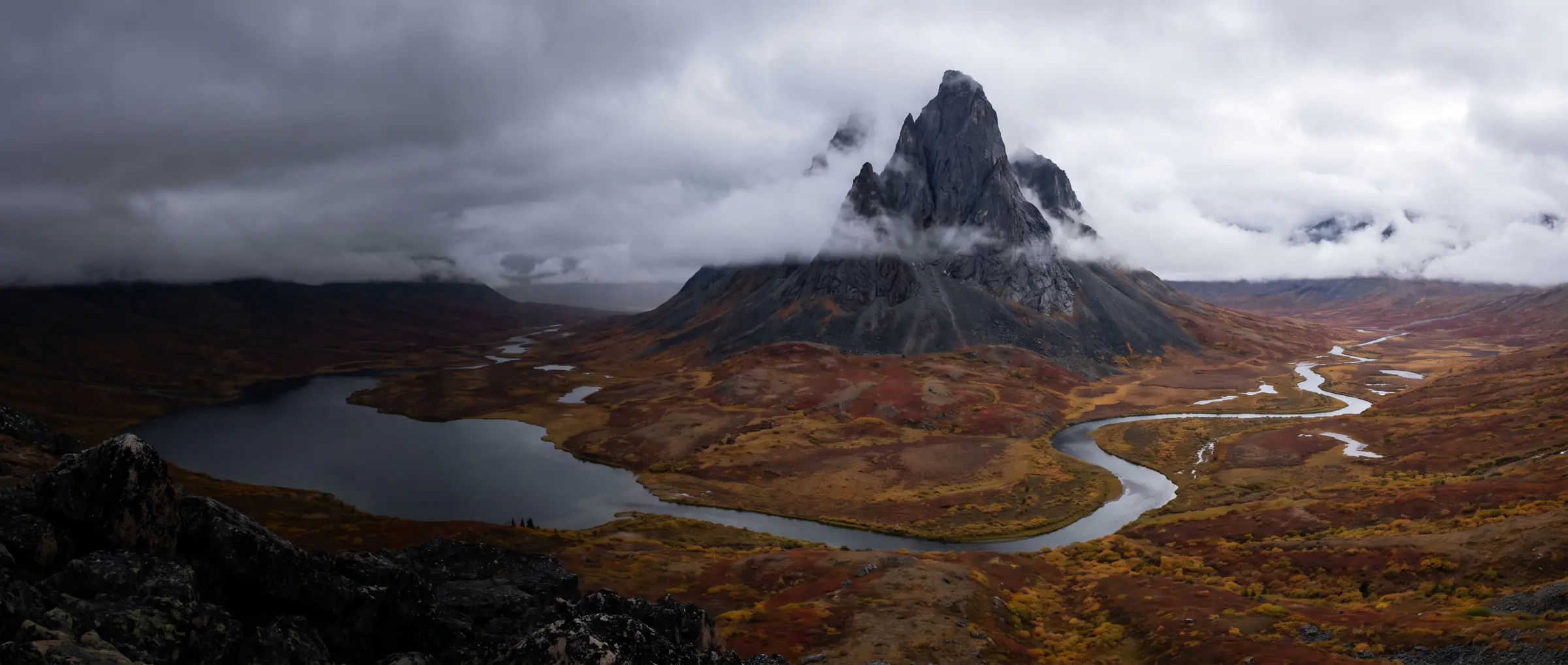 Tombstone Mountain above the autumn tundra, Yukon
