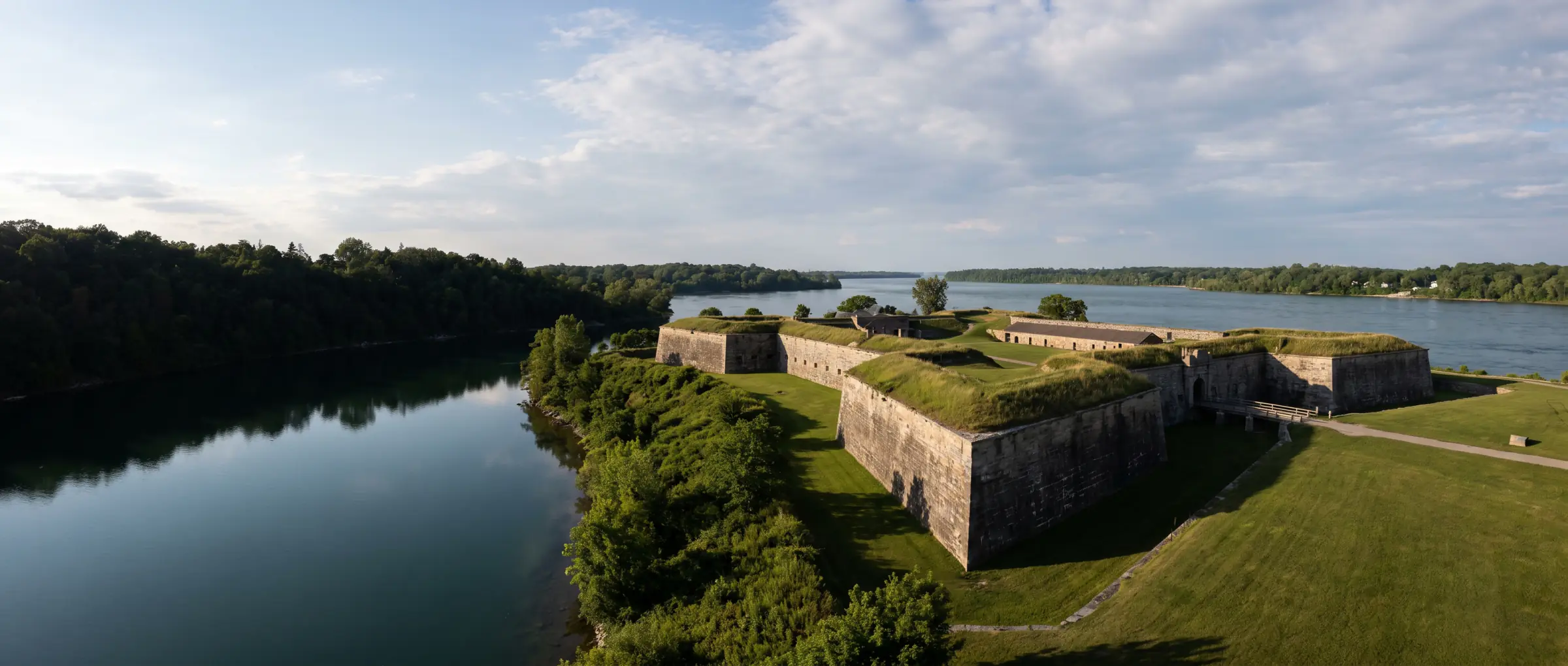 Christian-Owned Businesses in Fort Erie, ON: the stone walls of Old Fort Erie by the Niagara River