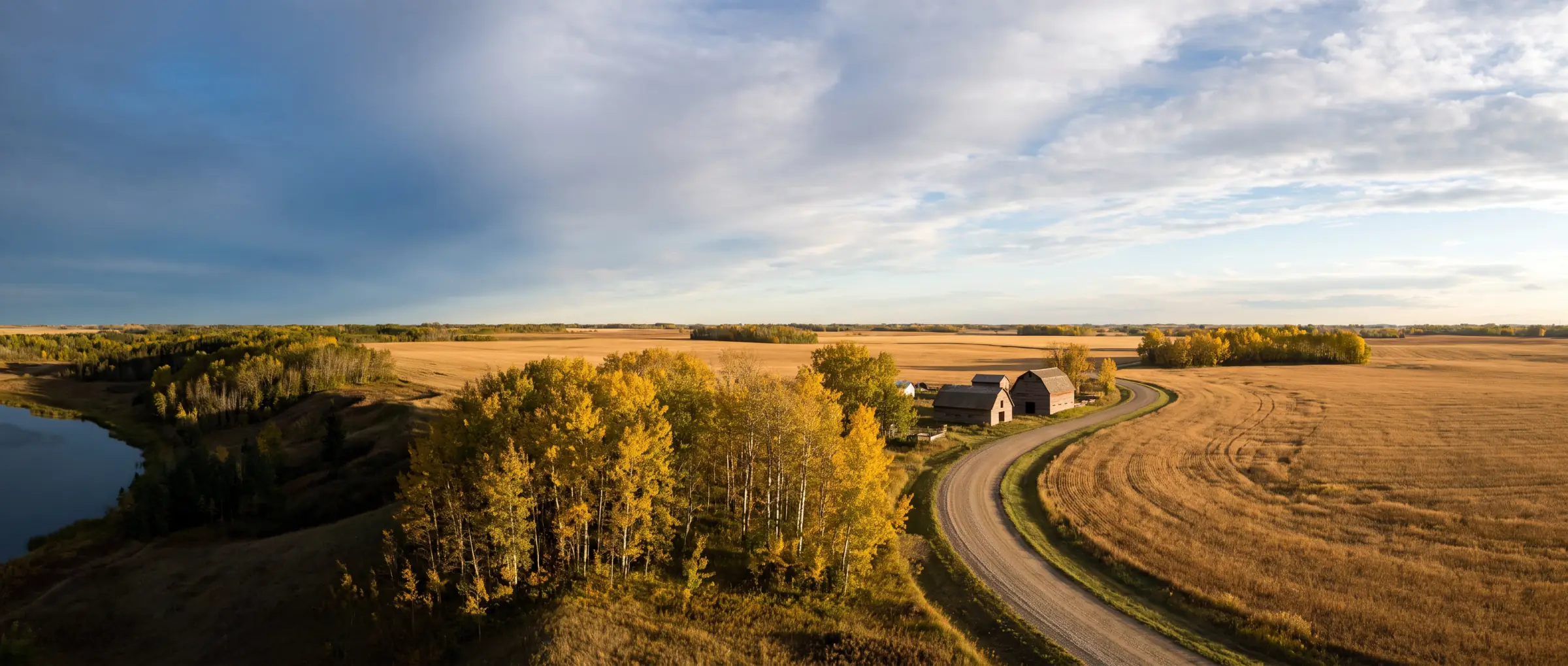 Christian-Owned Businesses in Stony Plain, AB: aspen parkland and farm fields on the edge of town