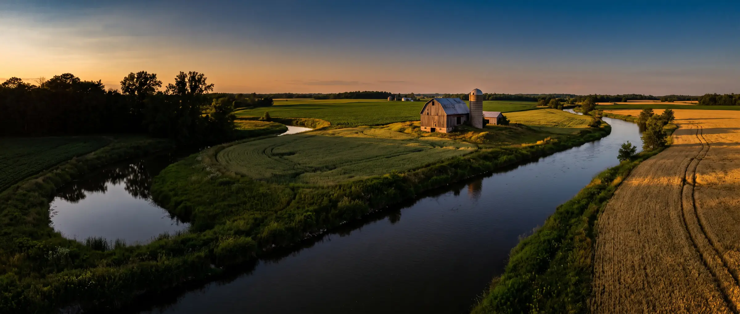 Christian-Owned Businesses in Wingham, ON: the Maitland River through Huron County farmland