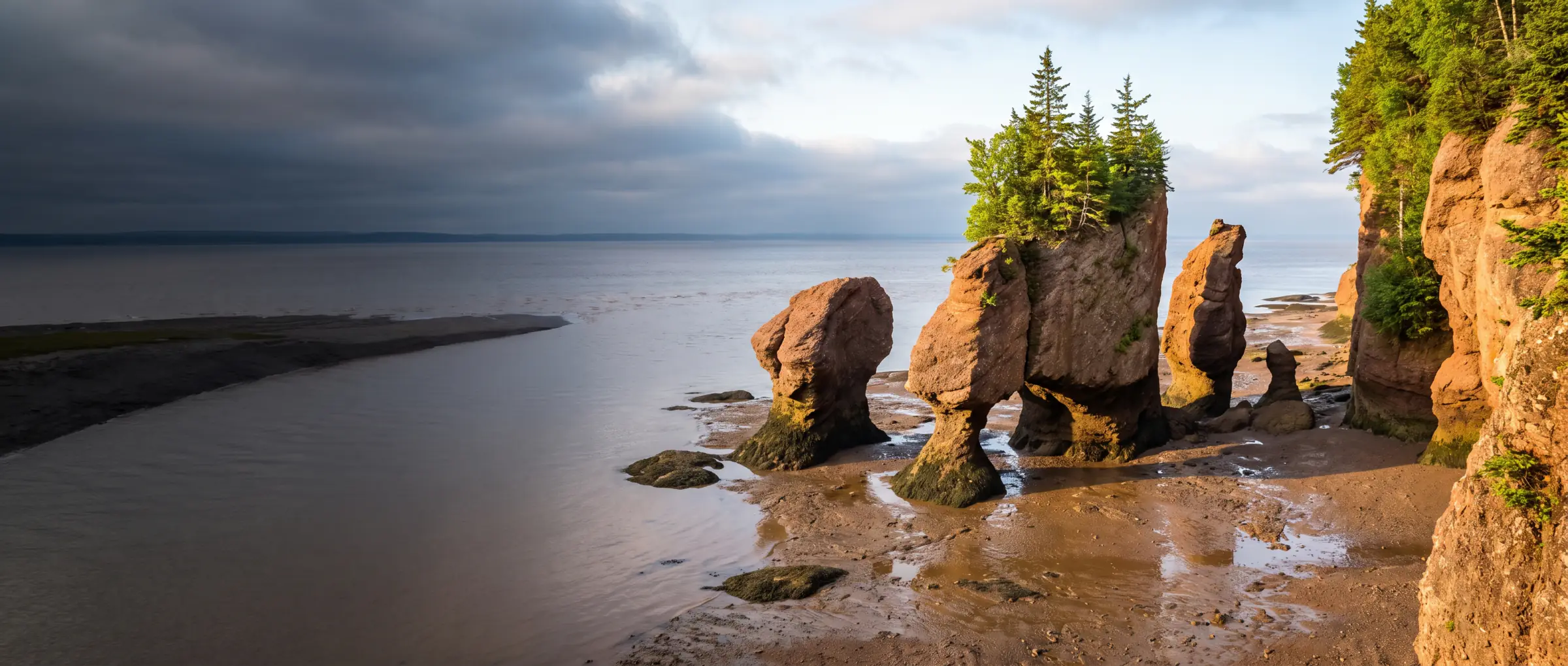 The Hopewell Rocks on the Bay of Fundy at low tide, New Brunswick