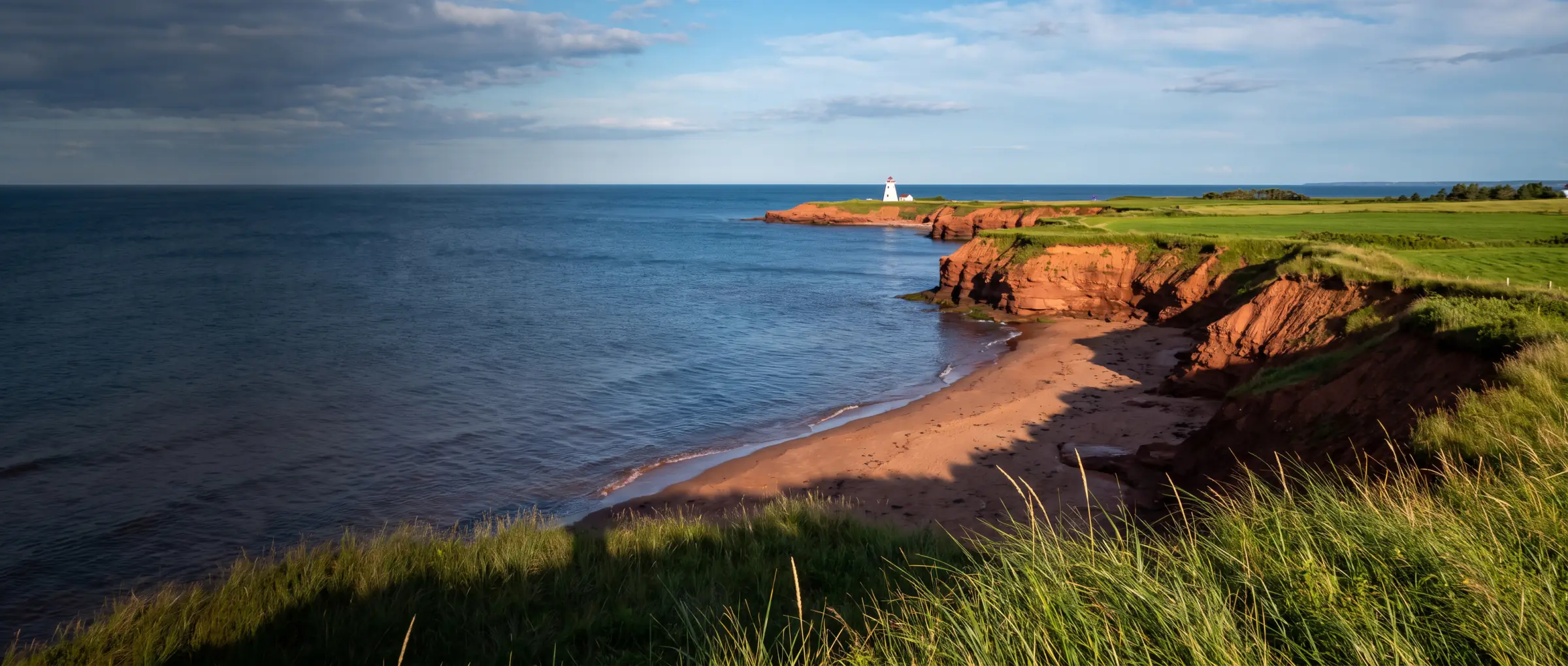 The red sandstone cliffs of the north shore, Prince Edward Island
